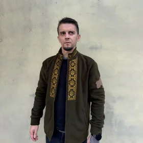 Прикольные футболки: Тепла фліска Вишиванка з блискавкою